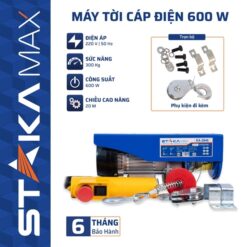 Máy Tời Cáp Điện Có Dừng Khẩn 20M 300Kg STAKA: Nâng Hạ An Toàn và Hiệu Quả Tuyệt Đối