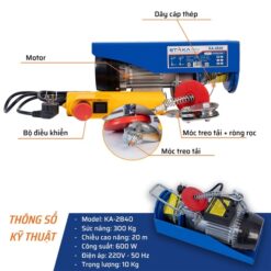 Máy Tời Cáp Điện Có Dừng Khẩn 20M 300Kg STAKA: Nâng Hạ An Toàn và Hiệu Quả Tuyệt Đối