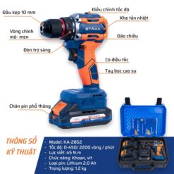 Máy Khoan Pin Từ 45N.m Đầu 10mm STAKA (1C/H, 8C/T)-M1 – Chính Hãng, Giá Tốt