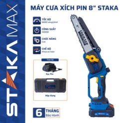 Máy Cưa Xích Pin 8’’ STAKA – Nhỏ Gọn, Mạnh Mẽ, An Toàn và Tiện Lợi (Không kèm pin)